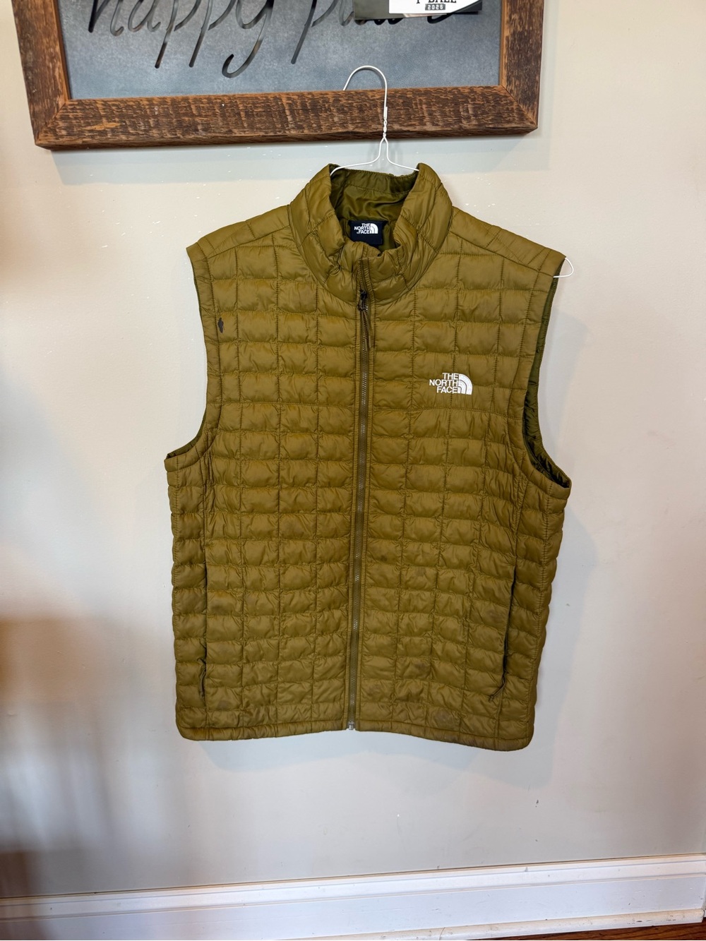 The North Face Olive Green Quilted Insulated Vest